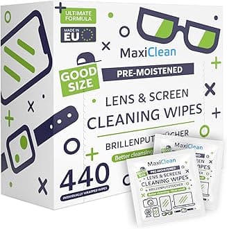 Lens Wipes - 440 Pre-moistened Eyeglass Cleaning Wipes - Cleaner for Glasses, Laptops Screens, Binoculars, Optical Lens, Watch Screens, Made in Europe