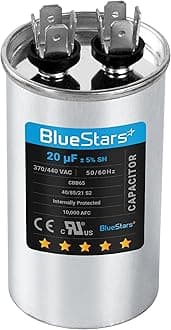 [UL Certified] BlueStars 20 uF MFD uf ± 5% MFD 370 V VAC or 440 Volt CBB65 Multi-Purpose Motor Run Round Capacitor 10000AFC - Compatible for Air Conditioner or Heat Pump Condenser