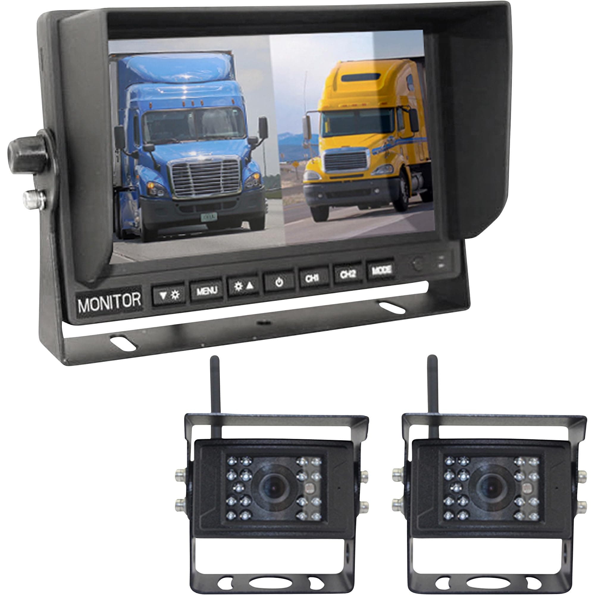 Top Dawg MS-901D2 Digital Wireless Heavy Duty Backup Camera System with 2, 3, or 4 Cameras with 7" LCD