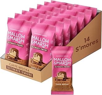 Mallow & Marsh Ultimate S’more Bar - Caffé Mocha, Milk Chocolate Covered Coffee Marshmallow with Biscuit Base (14 x 42g)