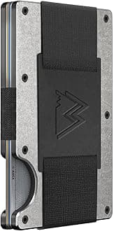 Mountain Voyage CoMinimalist Cash Strap Wallet - Slim RFID Blocking Wallet for Men & Women - Scratch Resistant, Credit Card Holder, Easily Removable Money & Cards, Aluminium Wallet (Tumbled Titanium)