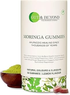 - Moringa Gummies for Skin, Eye, Hair Gummies for Vitality, Boosts Brain Function & Immunity, Hormonal Balance, Heart, Liver & Bone Health with Vitamins A, C, E, Lemon Flavour, 60 Gummies
