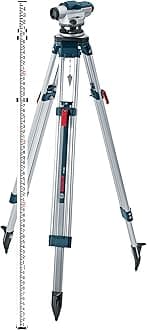 BoschGOL 32CK 32X Automatic Optical Level Kit, Includes Aluminum Tripod, Grade Rod, Plumb Bob, Tool Kit, & Carrying Case