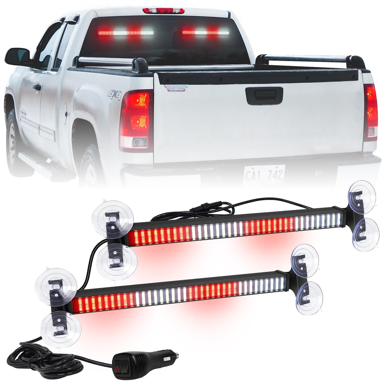 Emergency Dash Traffic Advisor Strobe Lights Bar-Red/White