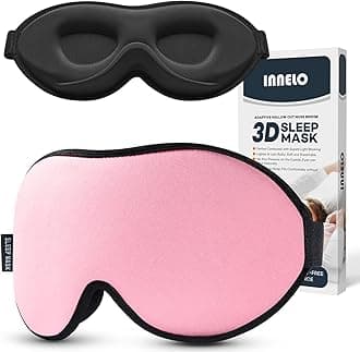 INNELO Sleep Mask for Side Sleeper, Eye Mask Sleeping Women Men, 100% Light Blocking 3D Contoured Cup Sleeping Mask Soft No Eye Pressure Cover Blindfold Night Shade for Travel Nap Yoga, Pink