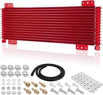 40k Transmission Oil Cooler LPD47391, Heavy Duty 40,000 GVW Max, Low Pressure Drop, Compatible with Tru-Cool,Includes Mounting Hardware-Ideal for Heavy Vehicles,40,000 GVW transmission cooler (red)