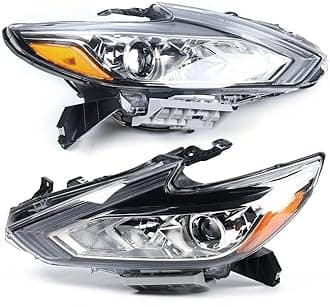 Front Headlight, for 2016-2018 Nissan Altima Halogen Headlight, 260609HS0A, 26060-9HS0A, 260109HS0A, 26010-9HS0A, NI2503247 Clear Projector Head Lamp Assembly (Driver & Passenger Side)