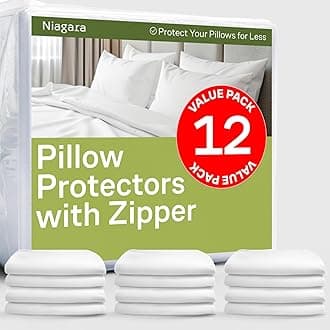 King Size Pillow Protectors with Zipper – Set of 12 Breathable Pillow Covers – 100% Protection Against Stains, Dust & Dirt – Machine Washable
