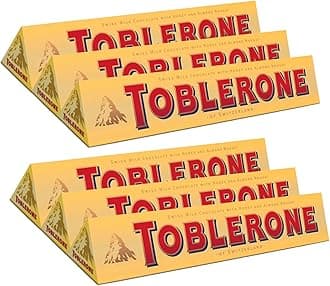 Toblerone Swiss Milk Chocolate With Honey Almond Nougat 6 Bars 100G Per
