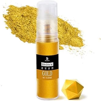 DecorRom Luster Dust Edible Set - 5 Food Grade Edible Shimmer Dust Powder in Spray Bottle (Gold)
