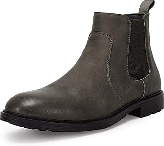 Men's Ankle Boots Chelsea Round Toe Slip on Waterproof Faux Leather Classic Dress Booties for Men