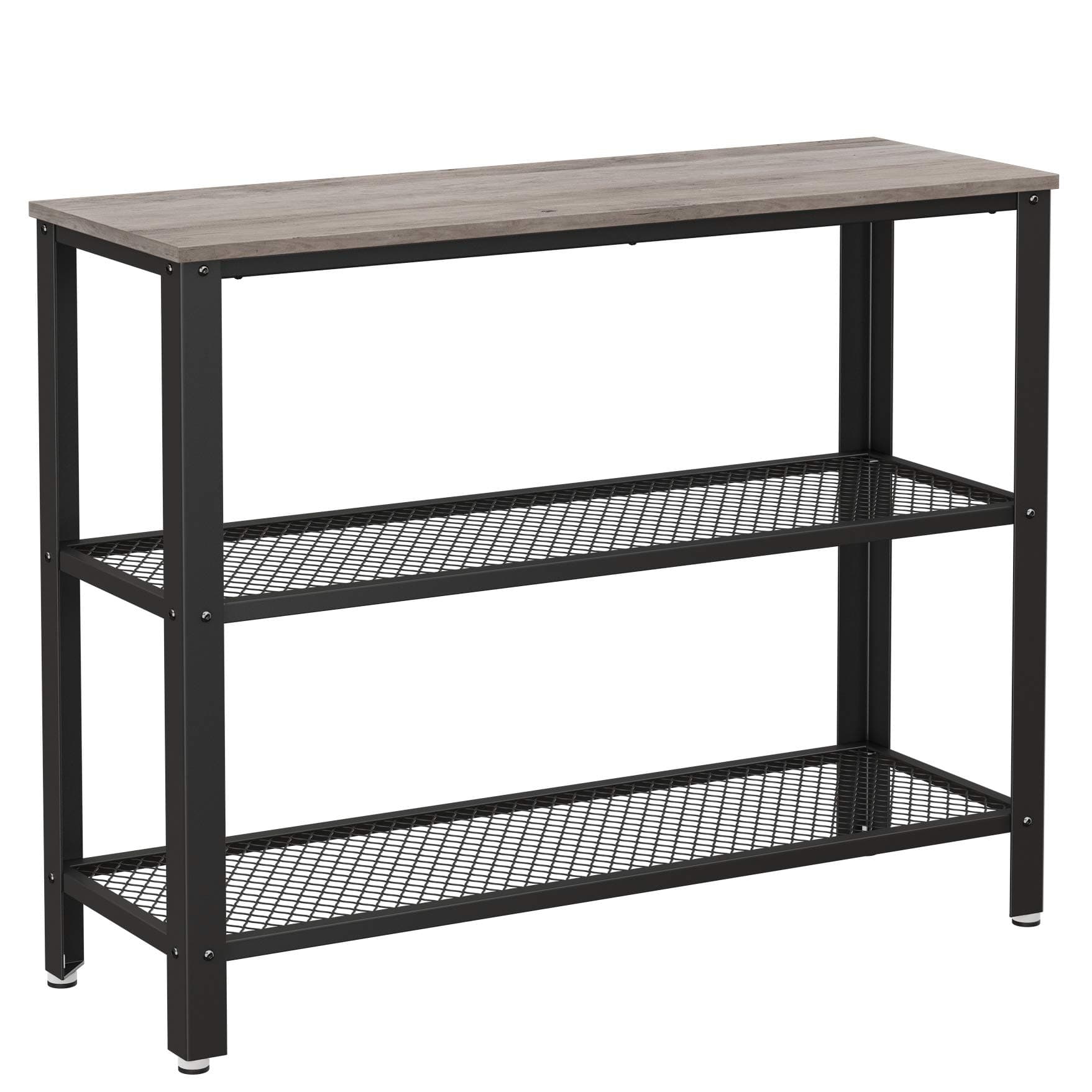 40" Industrial Console Table, 3 Tier Entryway Table with Storage Shelf, Narrow Sofa Table for Living Room, Hallway, Entrance Hall, Corridor, Bedroom, Greige and Black ULNT081B02