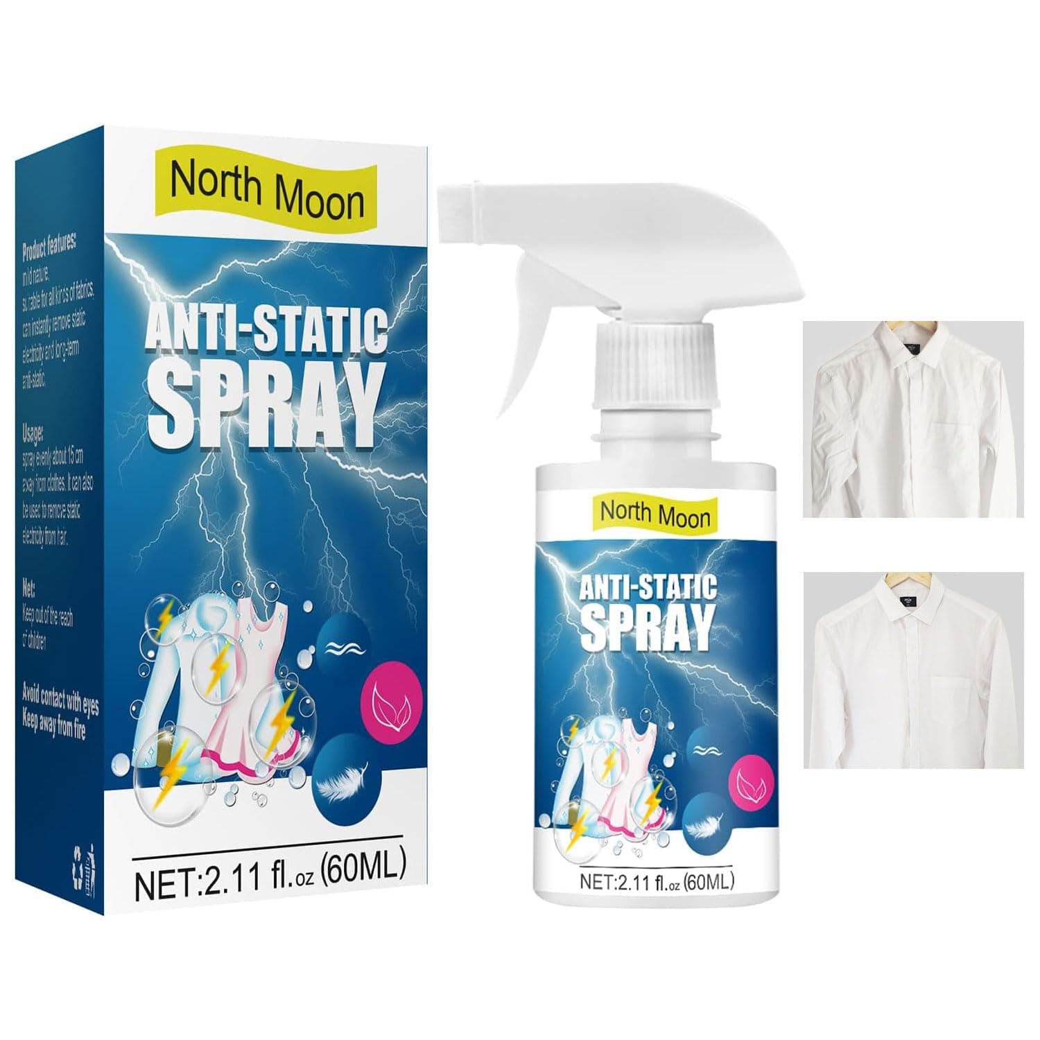 Anti Static Spray,Anti Static Spray for Clothes,Static Remover for Clothes,Static Eliminator Spray,Static Cling Remover,Reduce Static Cling for Clothes,Furniture and Car