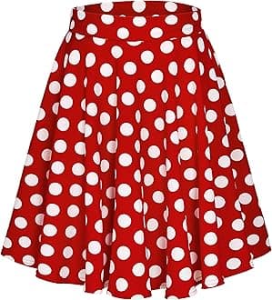 Urban CoCoWomen's Basic Midi Skirt Versatile Stretchy Flared Casual High Waisted Skirt