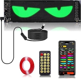 Sachie 5800 Lux High-Brightness Multi-Panel Sync LED Display (14"x4.3") – 3X Brighter, APP/Remote Programmable Scrolling Text & Animation for Cars, Stores – USB 5V Powered (1pcs)