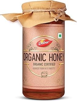Dabur Organic Honey - 500g | 100% Pure and Natural | NPOP Organic Certified | Raw, Unprocessed & Unpasteurized Honey | No Sugar Adulteration