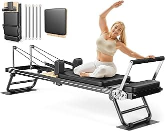 Pilates Reformer, 89'' Foldable Pilates Machine & Equipment for Home Use and Gym Workout, with Springs and Jumpboard, Pilates Equipment for Advanced and Beginners Users, Up to 300 lbs