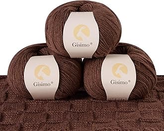 100% Inner Mongolian Cashmere Yarn, 6-Ply Luxurious and Soft Yarn for Hand Knitting & Crocheting (Coffee,3 Balls)