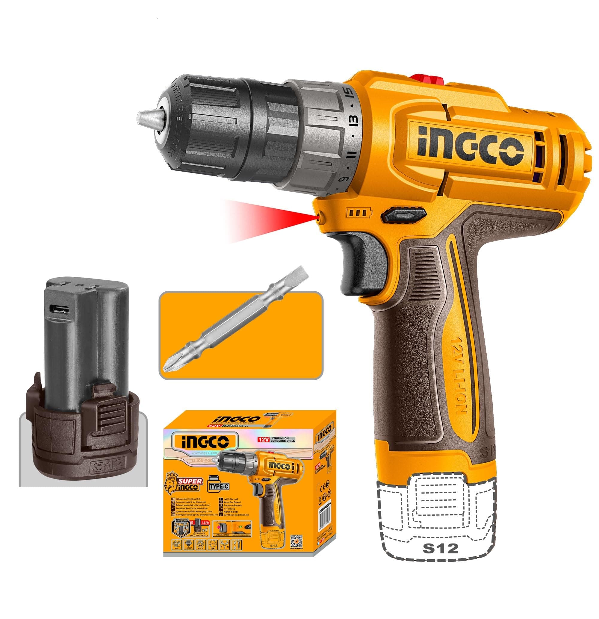 INGCO 12V Cordless Drill Machine - CDLI12202