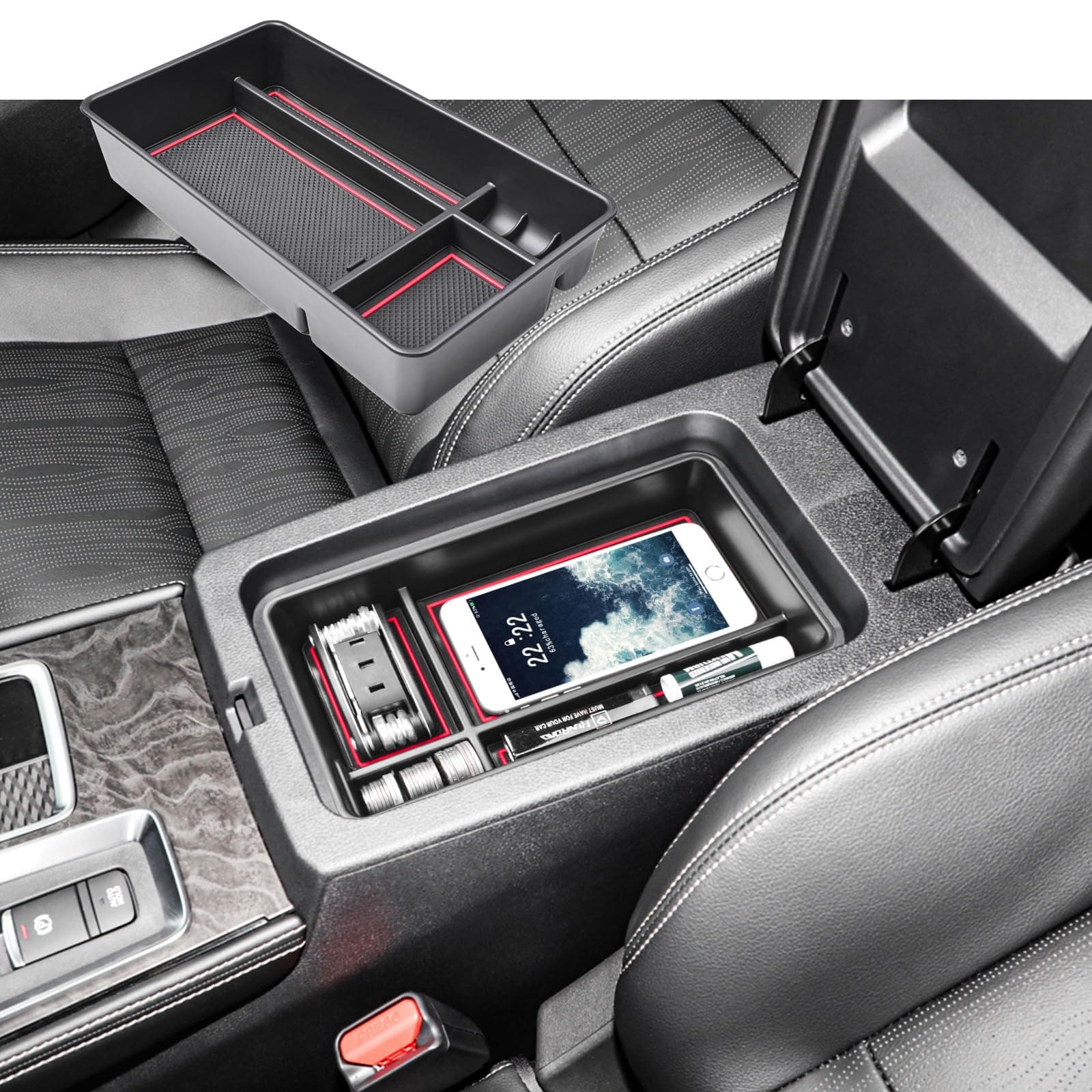 Altima Armrest Organizer Tray, Red