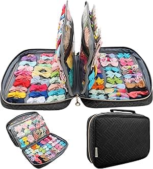 Micom Hair Accessories Storage Bag For Baby Girls, Hair Bow Organizer, Multifunctional Hair Accessories Storage Carrying Case for Display Hair Clips, Headbands, Scrunchies, Travelling Storage Bag for Kids (black)
