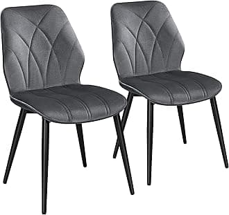 Yaheetech Velvet Dining Chairs Set of 2 Modern Dining Room Chairs with Petal Accented Backrest and Sturdy Metal Legs Padded Kitchen Chair for Dining Room, Kitchen and Bedroom, Dark Gray
