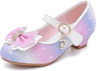 Walofou Flower Girls Wedding Party Heel Princess Shoes Flats for Kid Toddler