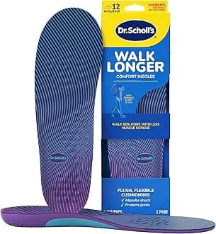Dr. Scholl's Walk Longer Insoles, Comfortable Plush Foam Cushioning Inserts for Walking, Hiking, and Standing on Feet All-Day, Stop Soreness in Feet & Legs, Trim to Fit Women's Shoe Size 6-10, 1 Pair