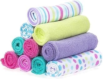 Spasilk 10 Piece Soft Terry Washcloth, Aqua Bubbles