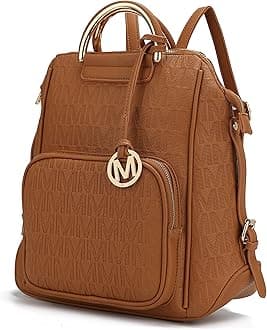 MKF Collection Signature Women Backpack, Vegan Leather Travel Bag Top-Handle Fashion Business Work Bag by Mia K
