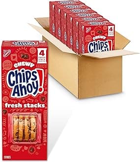 Fresh Stacks Chewy Chocolate Chip Cookies, Bulk Travel Snacks, 6 Boxes (24 Multi Snack Packs)