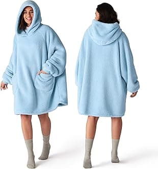 Bedsure Blanket Hoodie, Wearable Blanket Hoodie as Mothers Day Gifts for Mom, Birthday Gifts for Women Men, Warm Cozy Hoodie Blanket Sweatshirt for Adult Women Men, Sky Blue, Standard