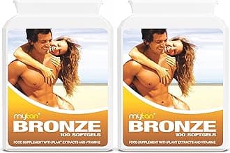 Bronze Tanning Pills Twin Pack | Sun Tan Supplement | Astaxanthin Lutein Lycopene | 14-Week Season Supply