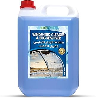 ECOLYTE+ Windshield Cleaner & Bug Remover, Premium, windshield washer, Cleans & Repels Grime, Improves Visibility, Streak Free Cleaner, Crystal Clear Vision, Reduces Wipes Wear - 5 Liter