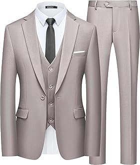 Men’s Slim Fit Suit One Button 3-Piece Blazer Dress Business Wedding Party Jacket Vest & Pant