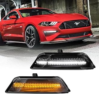 LED DRL Sequential Turn Signal Light Assembly for Ford Mustang 2015 2016 2017 US, Clear Lens Switchback White Running Light w/Amber Sequential Turn Signals, OEM Replacement, 2pcs