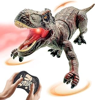 Remote Control Dinosaur Toys for Kids 3-5, 5-7, 8-12, 10-12, Electronic RC T Rex Dino Robot Toy for Boys, Top Christmas & Birthday Gifts for 6 7 8 9 10 11 & 12 Year Old Boys (Color: Brown)