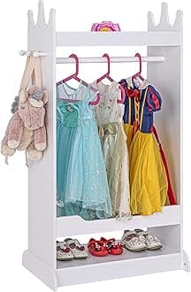 UTEX Kid’s See and Store Dress-up Center, Costume Closet for Kids, Open Hanging Armoire Closet, Pretend Storage Kids, Costume Dresser for Kids Bedroom(White)