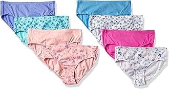 Hanes Ultimate Girls' Underwear, Pure Comfort Organic 100% Cotton Panties, Briefs & Hipsters, 8-Pack