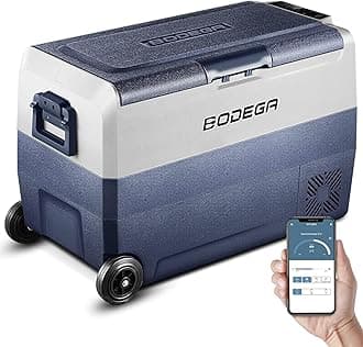 BODEGACOOLER 12 Volt Car Refrigerator,53Quart RV Fridge APP Control, Portable Car Freezer, (50L) -4℉-68℉ RV Electric Compressor Cooler 12/24V DC and 100-240V AC for Outdoor,Camping,Travel,Road Trip