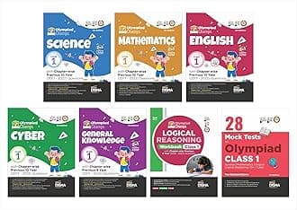 Class 1 Olympiad Champs Combo (set of 7 books) Science, Mathematics, English, Logical Reasoning, Cyber & GK with 28 Mock Tests 3rd Edition | Chapter-wise Previous 10 Year (2013 - 2022) Questions Paperback – 18 March 2023