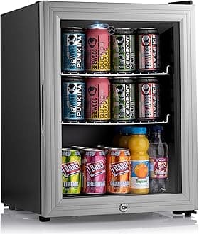 Super35 LED Mini Fridge | 35L Table-Top Beer, Wine & Drinks Fridge | Energy Efficient with Dual-Glazed Glass Door