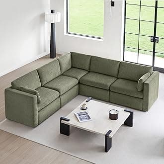 CHITA Oversized Modular Sectional Sofa Set, FSC Certified Extra Large 5 Seat V Shaped Cloud Couch for Living Room, 106 inch Width, 4 Seater and 1 Middle Corner, Moss Green