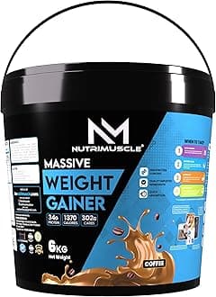 Nutrimuscle Massive Weight Gainer - 6 Kgs - Coffee Flavour For Weight & Mass Gain - Contains Complex Carbohydrates