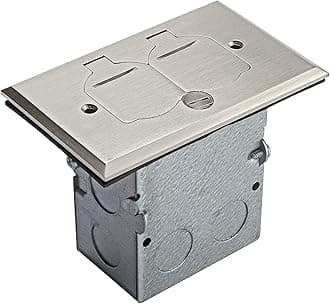 Enerlites 975507-C Brass Flip Open Cover Floor Box Kit, 1 Gang 20A Tamper-Weather Resistant Duplex Receptacle 1-Gang 975507-S 1