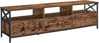 VASAGLE TV Stand, TV Cabinet for up to 80 Inch TV, TV Table with 3 Drawers and 3 Open Shelves, 40 x 178 x 50 cm, for Living Room, Bedroom, Steel Frame, Rustic Brown and Black LTV302B01