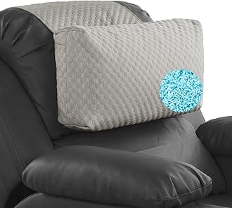 HOMBYS Cooling Headrest Neck Pillow for Recliner with Adjustable Shredded Gel Memory Foam Filling, Extra Large & Non-Slip Neck Pillow for Recliner, Sofa, Office Chair, Car, Gaming, Brown