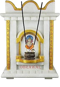 Marble Tulsi Pot | Tulsi Planter | Gardening Tulsi Planter | White Marble | Handpainted - 9 x 9 x 12 Inch, Approx. [ L x W x H ]