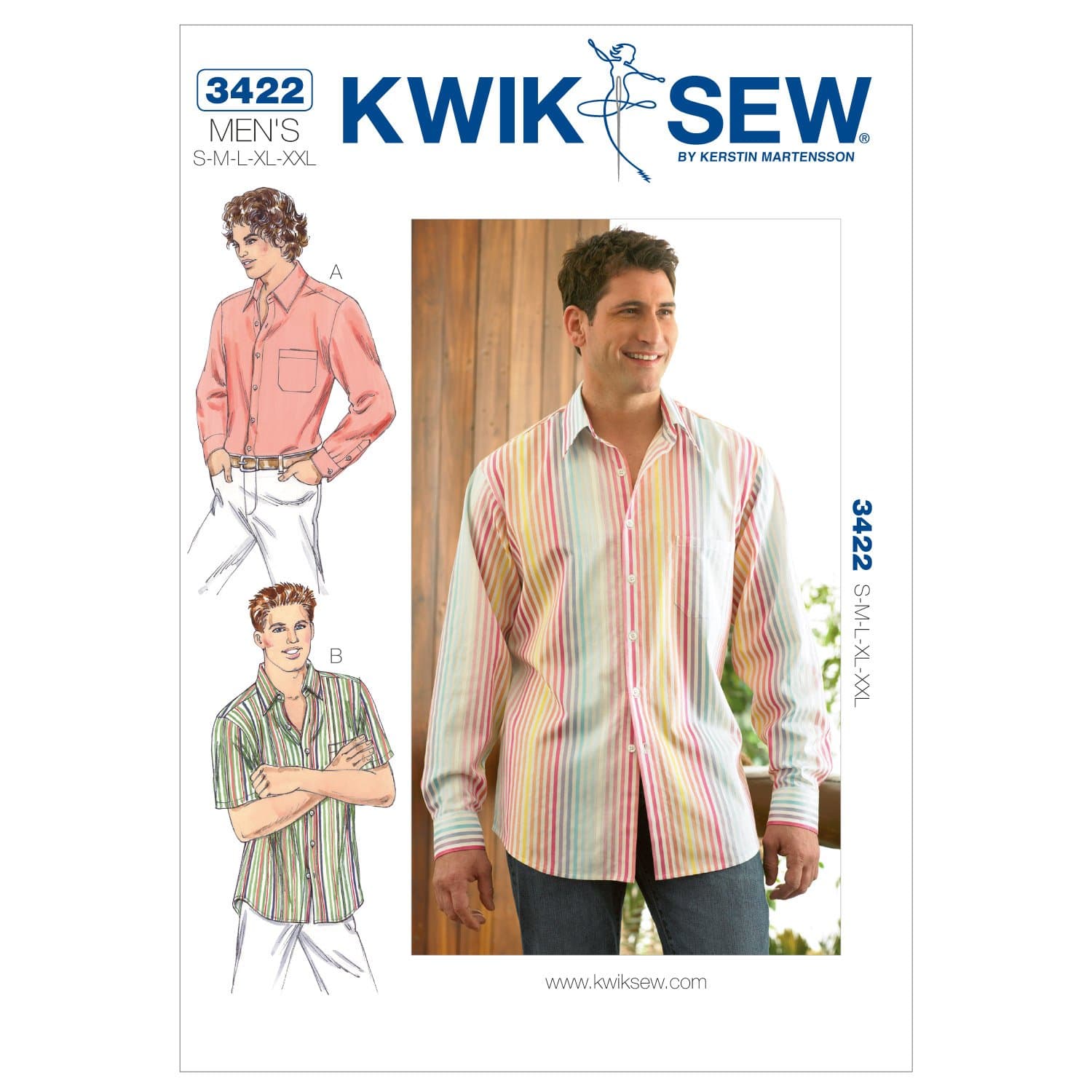 Kwik Sew K3422 Shirts Sewing Pattern, Size S-M-L-XL-XXL
