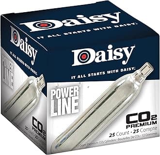 Daisy, 25 Count CO2 Cylinder, Silver, 12gm, 25-Count Bulk Pack: Great Value for Regular Shooters and Training Sessions, 997025-101